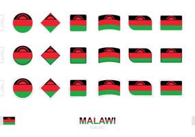 set di bandiere del malawi, semplici bandiere del malawi con tre diversi effetti. vettore
