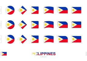 set di bandiere delle filippine, semplici bandiere delle filippine con tre diversi effetti. vettore