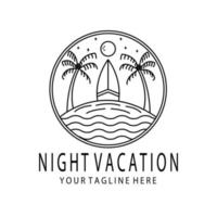 grafico di progettazione dell'illustrazione di vettore del logo di vacanza di notte