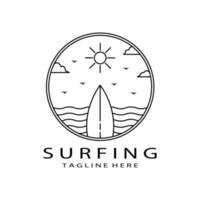 disegno di illustrazione vettoriale logo surf, line art, semplice, minimalista