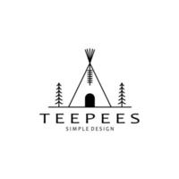 teepees logo illustrazione vettoriale design, line art, minimalista, semplice