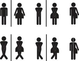 set di wc segno icona illustrazione vettoriale su sfondo bianco. icone vettoriali uomo e donna e simbolo toilette unisex
