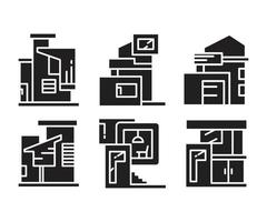 illustrazione vettoriale delle icone della costruzione di una casa