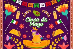 sfondo piatto festival di cinco de mayo vettore