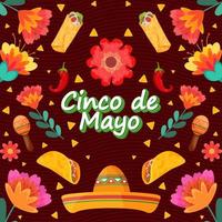sfondo piatto cinco de mayo festa messicana vettore