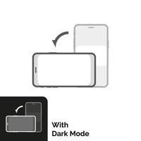 ruotare il telefono in posizione orizzontale con l'opzione modalità chiara e scura, illustrazione vettoriale design piatto eps10. elemento grafico per pagina di destinazione, interfaccia utente vuota, infografica, icona