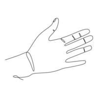 disegno a linea singola del gesto della mano dell'onda. segno e simbolo dei gesti delle mani. disegno a linea continua singola. doodle disegnato a mano di arte di stile isolato sull'illustrazione bianca del fondo