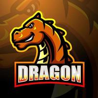 design del logo esport della mascotte del drago vettore