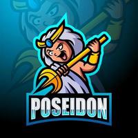 disegno del logo esport mascotte poseidon vettore