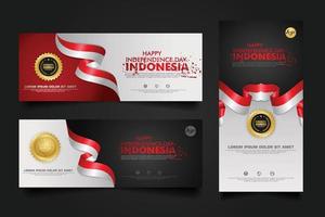 celebrazione del giorno dell'indipendenza dell'indonesia, illustrazione del modello di vettore di progettazione stabilita della bandiera banner