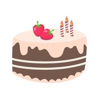 deliziosa torta di compleanno con fragole vettore
