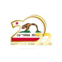 anno 2022 con motivo bandiera california. felice anno nuovo design. vettore