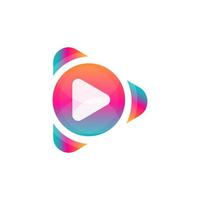 lettore video, design del logo del lettore multimediale vettore