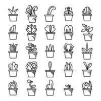 icone di piante da vaso e piante d'appartamento vettore