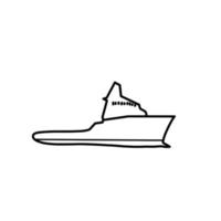 linea organica disegnata a mano della logistica del trasporto del veicolo della nave doodle vettore