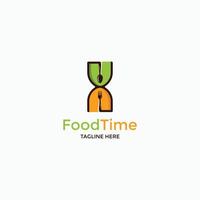 tempo di sabbia, cucchiaio, forchetta, modello di progettazione icona logo tempo cibo vettore