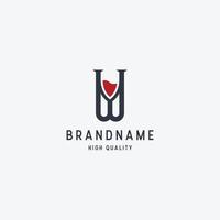 lettera w e illustrazione vettoriale del modello di progettazione del logo del vino