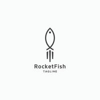 modello di progettazione del logo di pesce razzo con stile art linea. moderno e di lusso - vettore