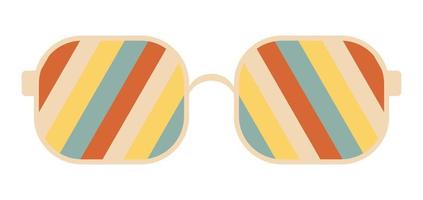 occhiali da sole psichedelici nello stile degli anni '70. elementi grafici groovy retrò di occhiali con arcobaleno, linee e onde. vettore