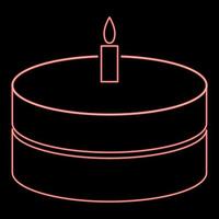 torta al neon con immagine di stile piatto illustrazione vettoriale di colore rosso candela