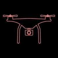 neon drone colore rosso illustrazione vettoriale immagine in stile piatto