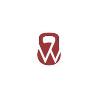 kettlebell con la parola w per il tuo logo vettore