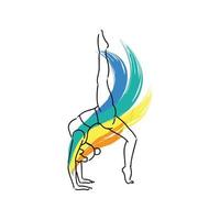 silhouette di donna pratica yoga contorno acquerello illustrazione logo stile moderno minimalista vettore