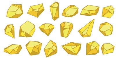 set di cristalli disegnati a mano. collezione di illustrazioni vettoriali di diamanti con gemme geometriche. frammento di vetro colorato. per geologia, gioielleria, decorazione, gioco, web.