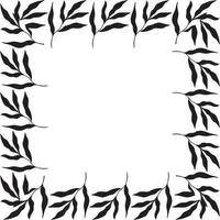 cornice nera a forma quadrata fatta di piante su sfondo bianco isolato vettore