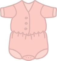 pagliaccetto rosa baby slip tuta pagliaccetto vestiti estivi con bottoni e maniche corte per neonato ragazza bambino isolato vettore disegno a mano con chiusure per pannolini