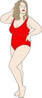 plus size ragazza in costume da bagno isolato disegno vettoriale