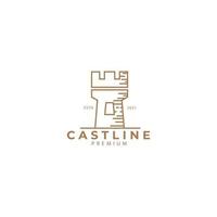 castello regno hipster linea logo icona vettore simbolo illustrazione design moderno