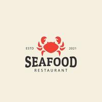 ristorante granchio bevanda ai frutti di mare logo vettore simbolo icona illustrazione design moderno