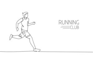 un disegno a linea continua di giovane atleta corridore correre relax. sport individuale, concetto competitivo. grafico dinamico di illustrazione vettoriale di disegno a linea singola per l'esecuzione di poster di concorrenza