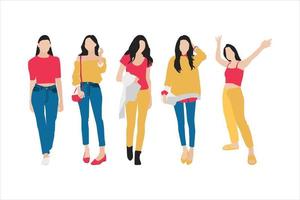 illustrazione vettoriale di donne casual bundle