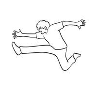 line art uomo che salta illustrazione vettore disegnato a mano isolato su sfondo bianco