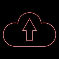 neon servizio cloud colore rosso illustrazione vettoriale immagine in stile piatto