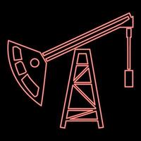 neon oil rig colore rosso illustrazione vettoriale immagine in stile piatto