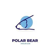 logo illustrazione line art testa di orso polare e colore blu ghiaccio vettore