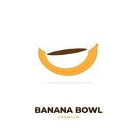 logo illustrazione banana con ciotola vettore