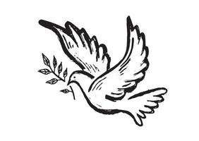 illustrazione disegnata a mano colomba della pace. vettore