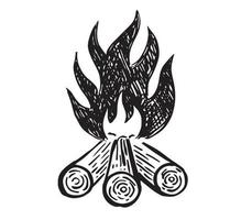 513.epsbonfire, illustrazione disegnata a mano, fiamma, combustione. vettore