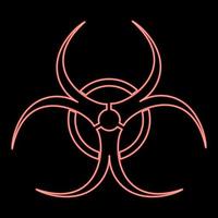 neon pericolo biologico icona colore nero in cerchio colore rosso illustrazione vettoriale immagine in stile piatto