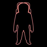 neon spaceman colore rosso illustrazione vettoriale immagine in stile piatto