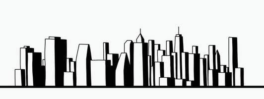 moderno paesaggio urbano skyline contorno doodle disegno su sfondo bianco. vettore