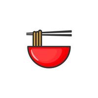 icona di ciotola di noodle di vettore con stile cartone animato