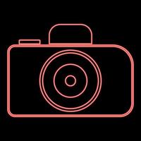 immagine di stile piatto dell'illustrazione vettoriale di colore rosso della fotocamera al neon