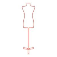 neon fashion stand manichino torso femminile colore rosso illustrazione vettoriale immagine in stile piatto