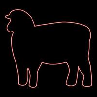 neon pecore silhouette colore rosso illustrazione vettoriale immagine in stile piatto