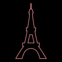 neon torre eiffel colore rosso illustrazione vettoriale immagine in stile piatto